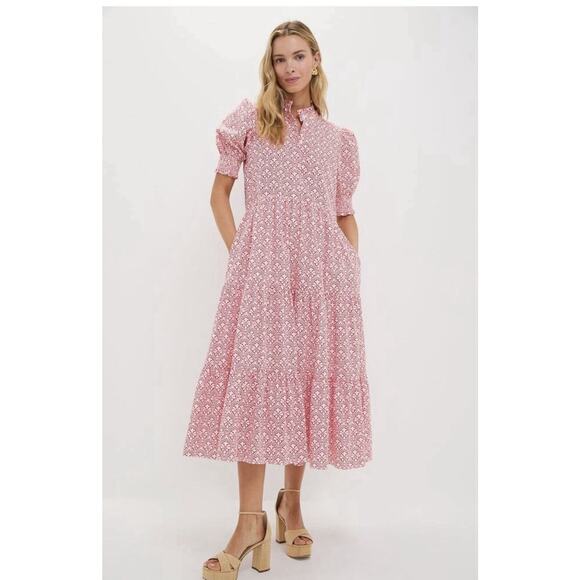 Tuckernuck Dresses & Skirts - NWT HYACINTH HOUSE Red White Print Bennett Maxi Dress Puff Sleeves S
